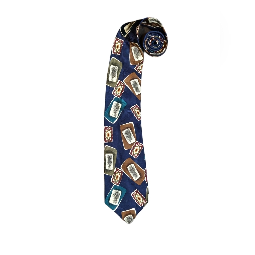 Vtg Cristafaro 100% Italian Silk Tie Abstract Geometric Floral Pattern 90s Italy